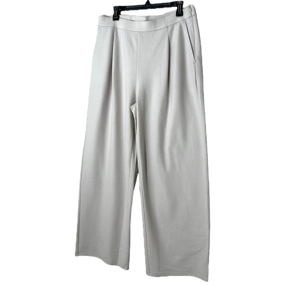 NWT Eileen Fisher Boiled Wool Jersey High Waisted Wide-Leg Pants in Chalk Size L - Picture 6 of 15